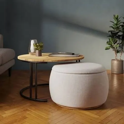 BOXED BRYANT UPHOLSTERED POUFFE COFFEE TABLE NEST