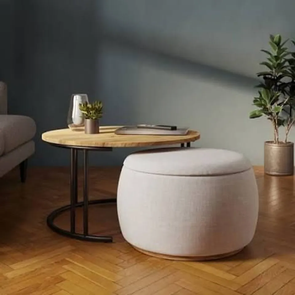 BOXED BRYANT UPHOLSTERED POUFFE COFFEE TABLE NEST
