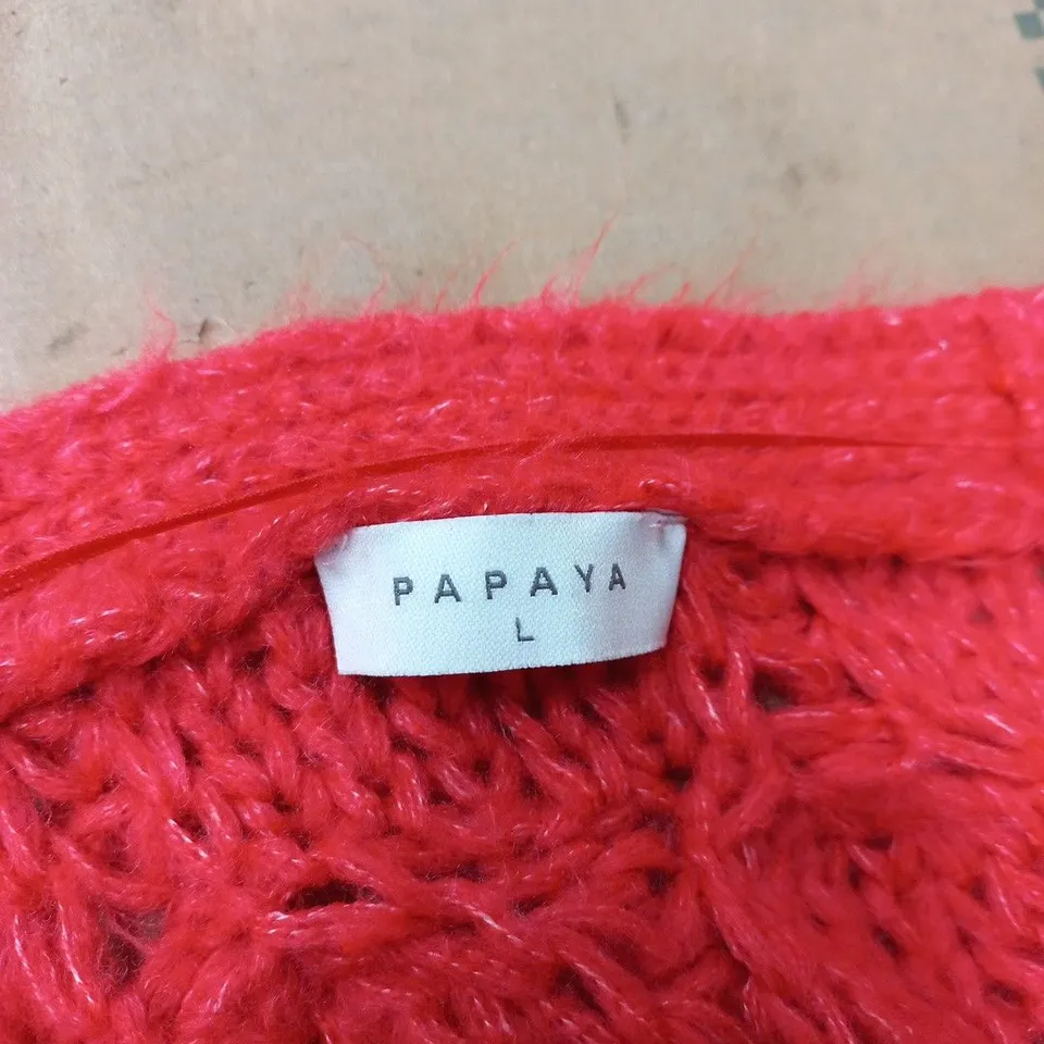 PAPAYA RED CHUNKY KNIT CARDIGAN – UK SIZE L