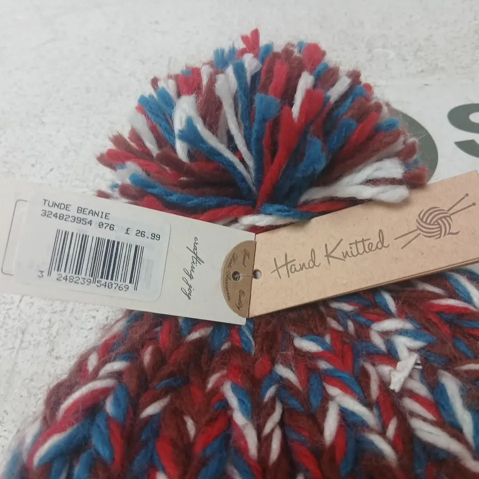 APPROXIMATELY 17 – BARTS HAND-KNITTED BEANIE – TUNDE BEANIE, RED/WHITE/BLUE