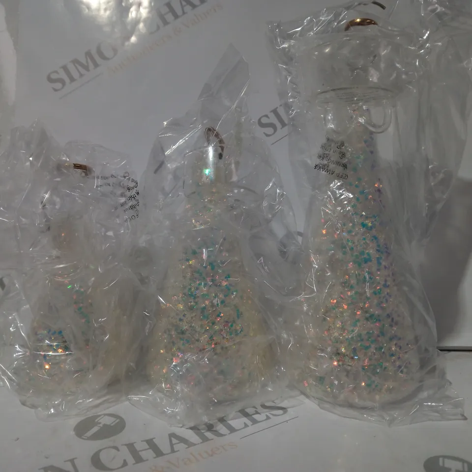 HOME REFLECTIONS SET OF 3 PRE-LIT GLASS ANGEL CANDLE HOLDERS