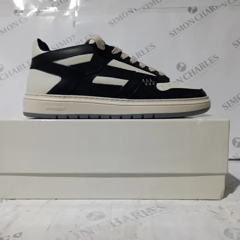 BOXED PAIR OF REPRESENT SHOES IN BLACK/CREAM UK SIZE 11