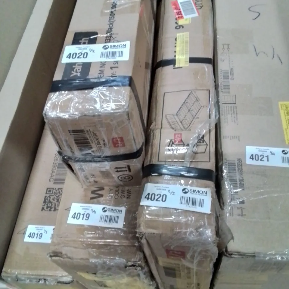 BOXED UPHOLSTERED KING SIZED BED FRAME WITH HEIGHT ADJUSTABLE HEADBOARD - BLACK (2 BOXES)