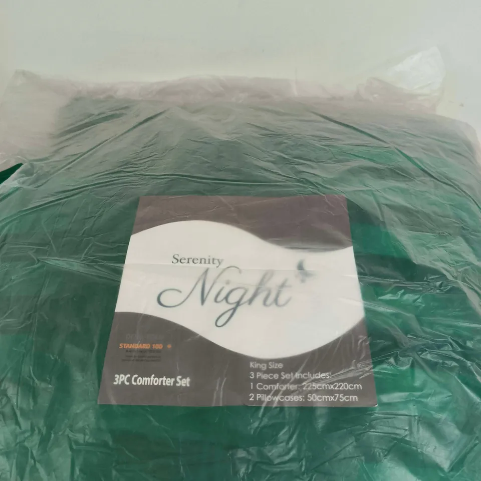 SERENITY NIGHT 3 PIECE COMFORTER SET GREEN KING SIZE