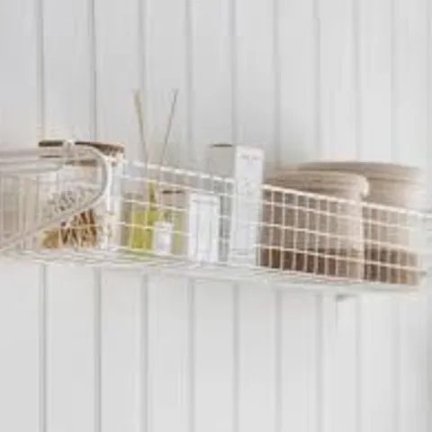 BOXED LILY WHITE WIREWORK BASKET SHELF - MEDIUM