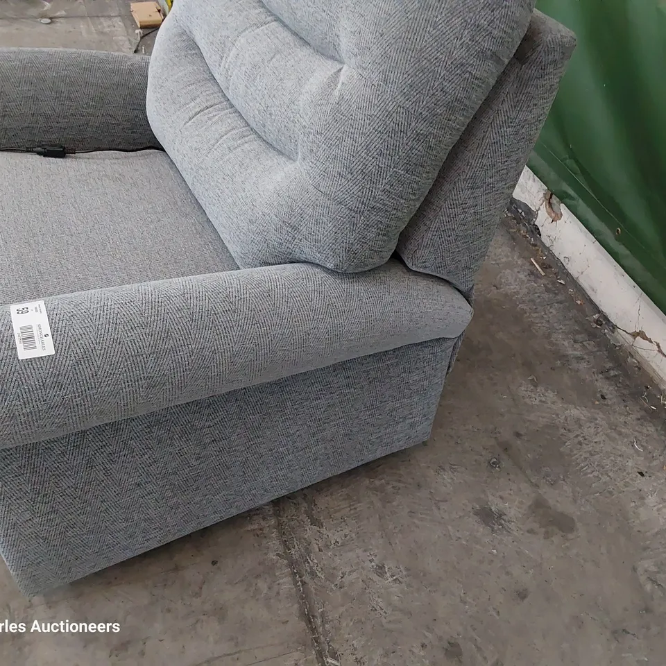QUALITY BRITISH DESIGNER G PLAN HOLMES DUEL ELEVATE CHAIR HERON MIST FABRIC 