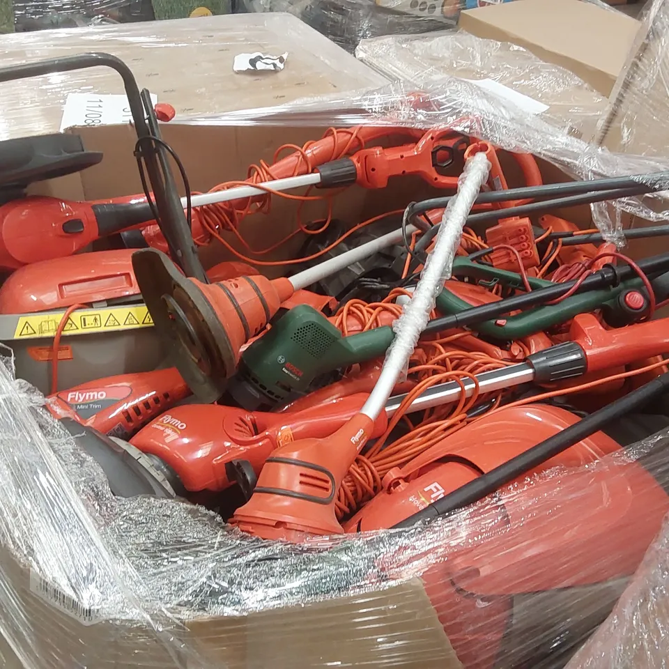 PALLET CONTAINING A LARGE QUANTITY OF ASSORTED UNCHECKED LAWN MOWERS, GARDEN TRIMMERS ECT