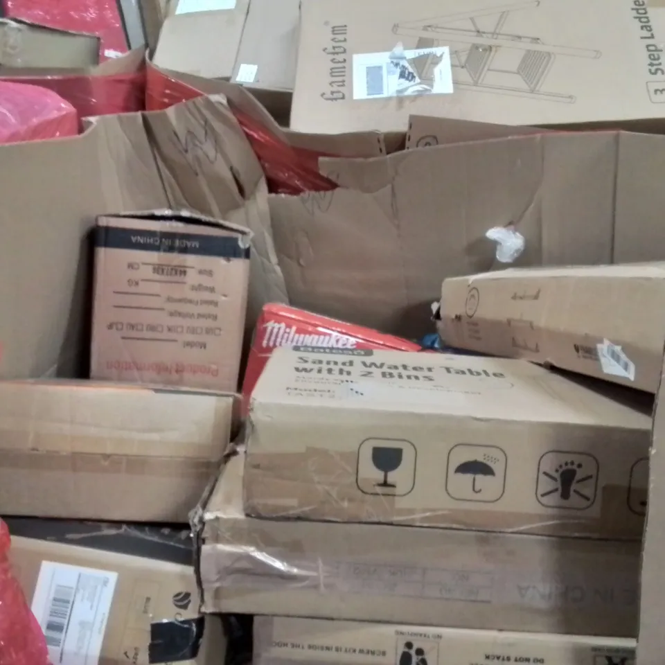 PALLET OF ASSORTED HOUSEHOLD GOODS AND PRODUCTS TO INCLUDE;PLAYPEN,RAISED TOILET SEAT,MANTISTOL