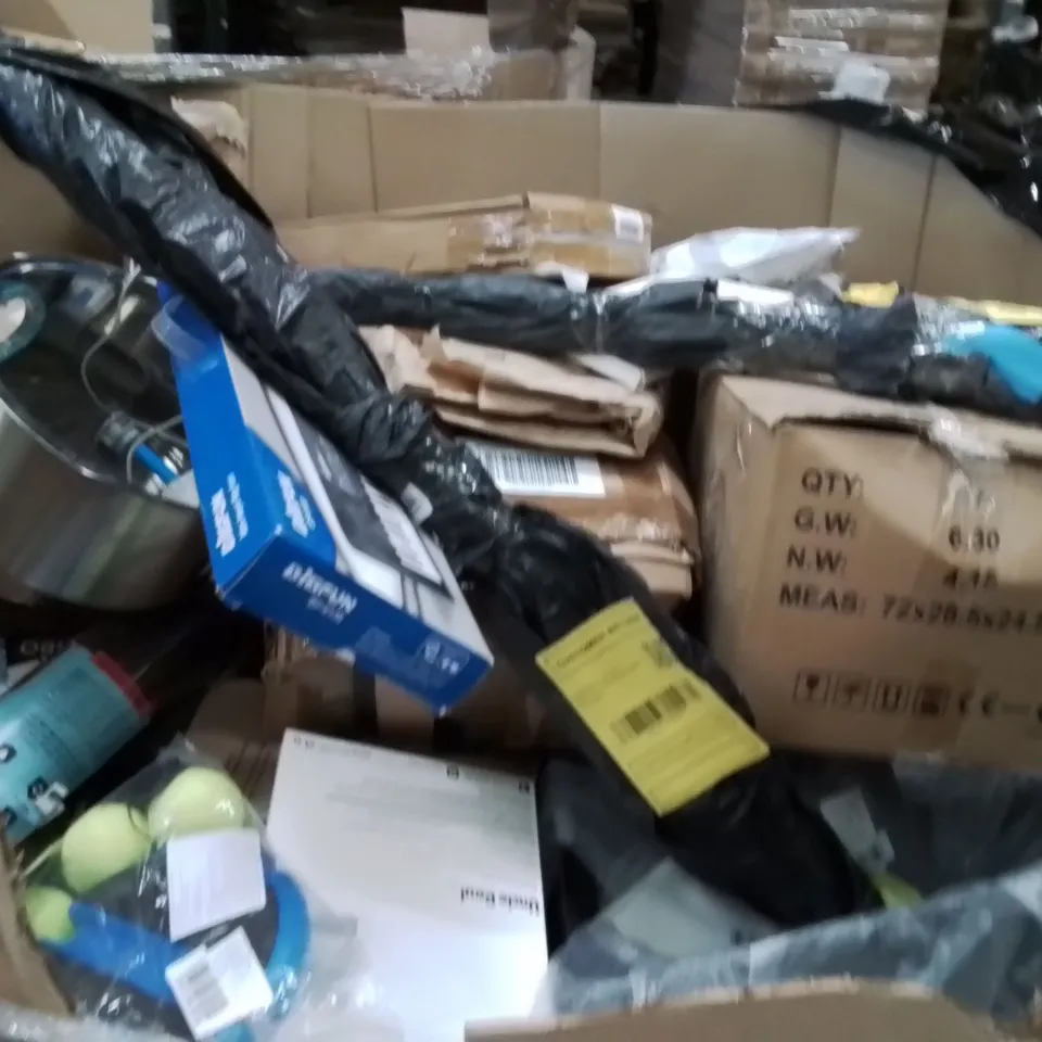 PALLET OF ASSORTED HOUSEHOLD GOODS AND PRODUCTS TO INCLUDE;DRYWALL SANDER,ELECTRONIC KEYBOARD,PAN