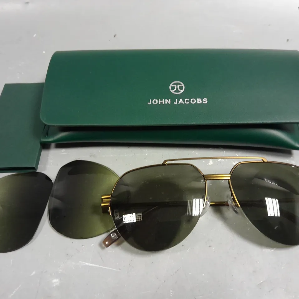 JOHN JACOBS GOLD FRAMED GLASSES IN CASE