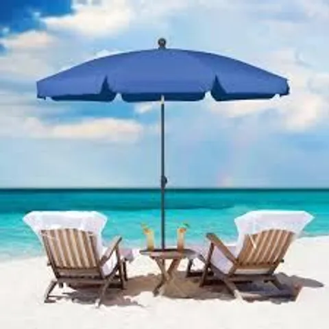 BOXED 2M GARDEN PARASOL WITH UMBRELLA COVER - ADJUSTABLE AND PORTABLE PATIO UMBRELLA FOR BEACH, GARDEN, POOL, AND PATIO ROYAL BLUE (1 BOX)