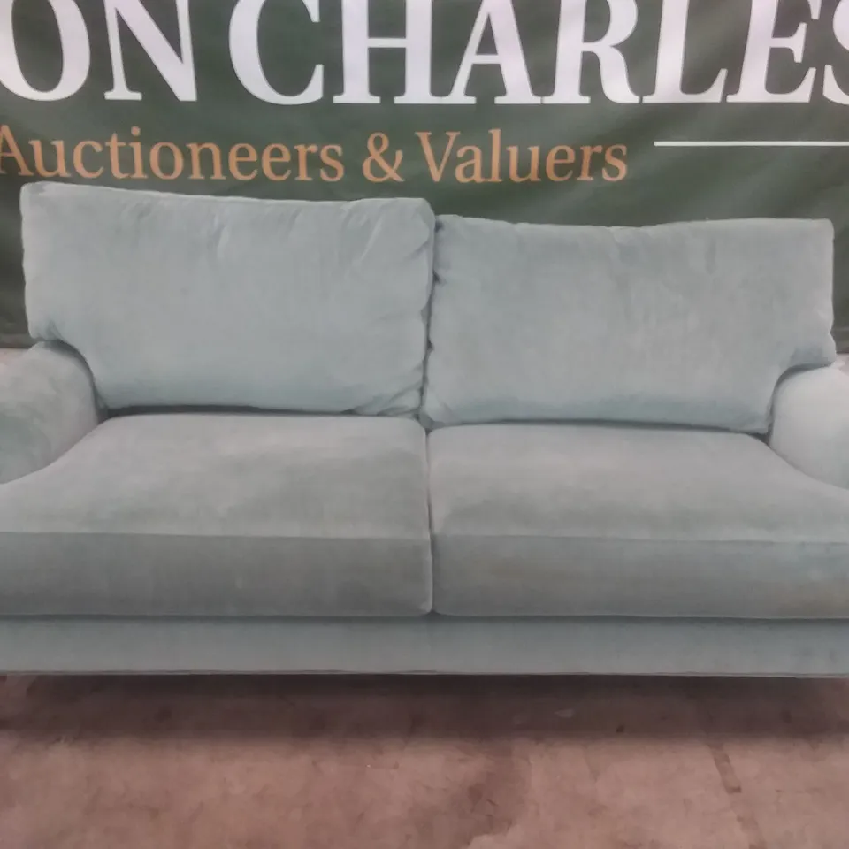 QUALITY BRITISH DESIGNER LOUNGE CO. ROSE 2.5 SEATER SOFA GREEN PLUSH FABRIC 