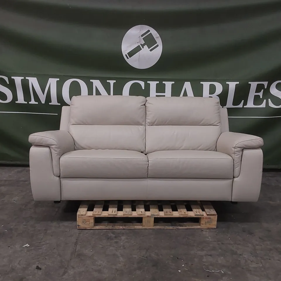QUALITY DESIGNER ITALIAN LEATHER 3 SEATER SOFA IN DOVE COLOUR