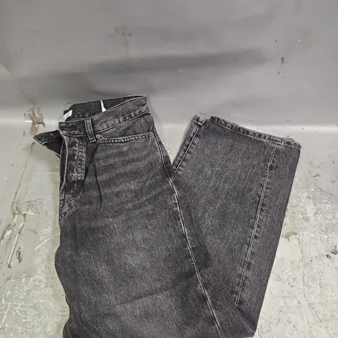 MNG HANNAH ANKLE GRAZER STRAIGHT JEANS IN WASHED BLACK SIZE 10