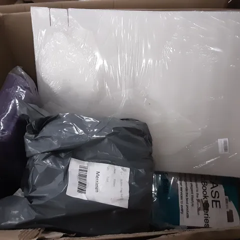 PALLET OF ASSORTED PRODUCTS INCLUDING MERRRIMEN BUBBLE WRAP ROLL, ARTICONA DISPLAY PORT CABLE, BLACK WINDOW FILM, SEA TEAM GREY STRIPE BAG, DEZENE WINE RED CUSHION COVER, TOYSSA WOODEN JIGSAW PUZZLE