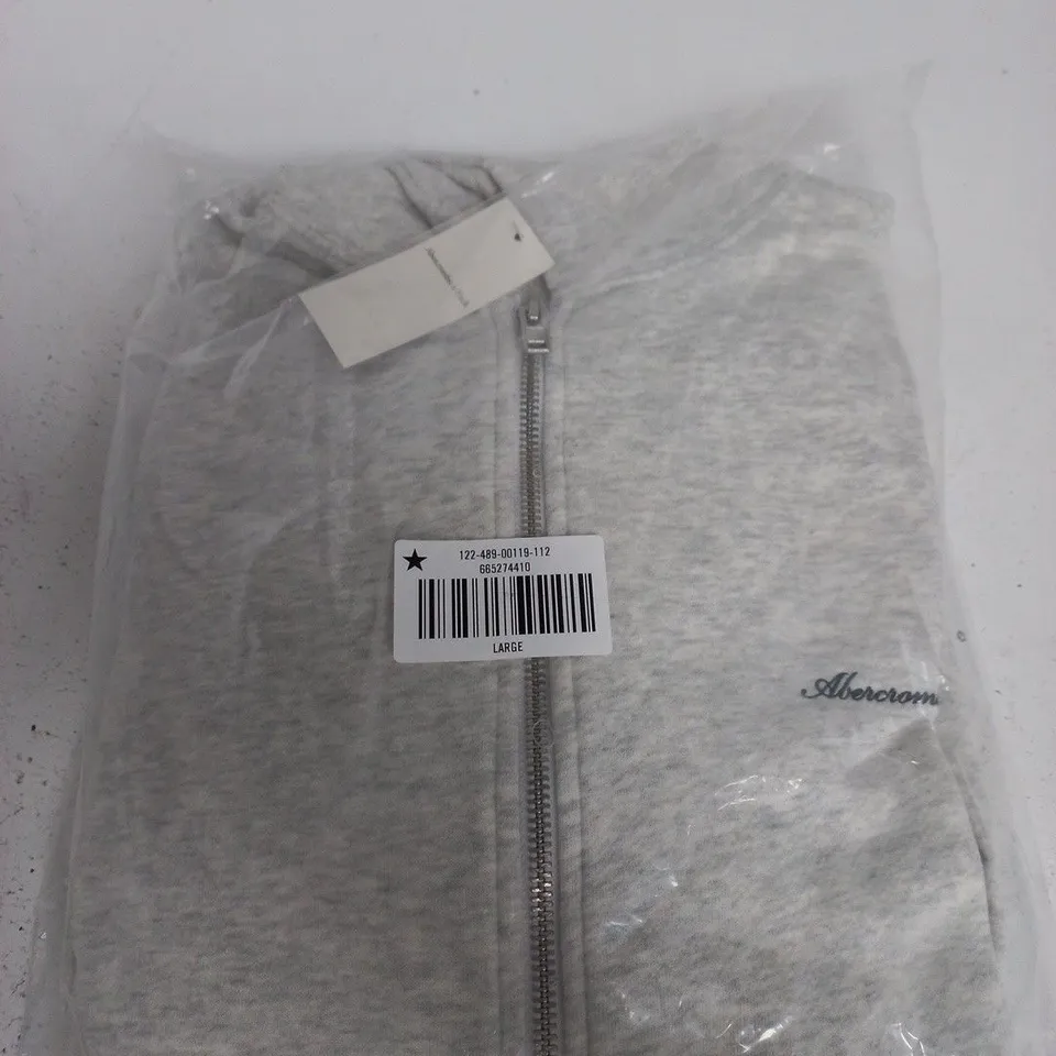ABERCROMBIE AND FITCH ZIP HOODIE – GREY HEATHER, LARGE