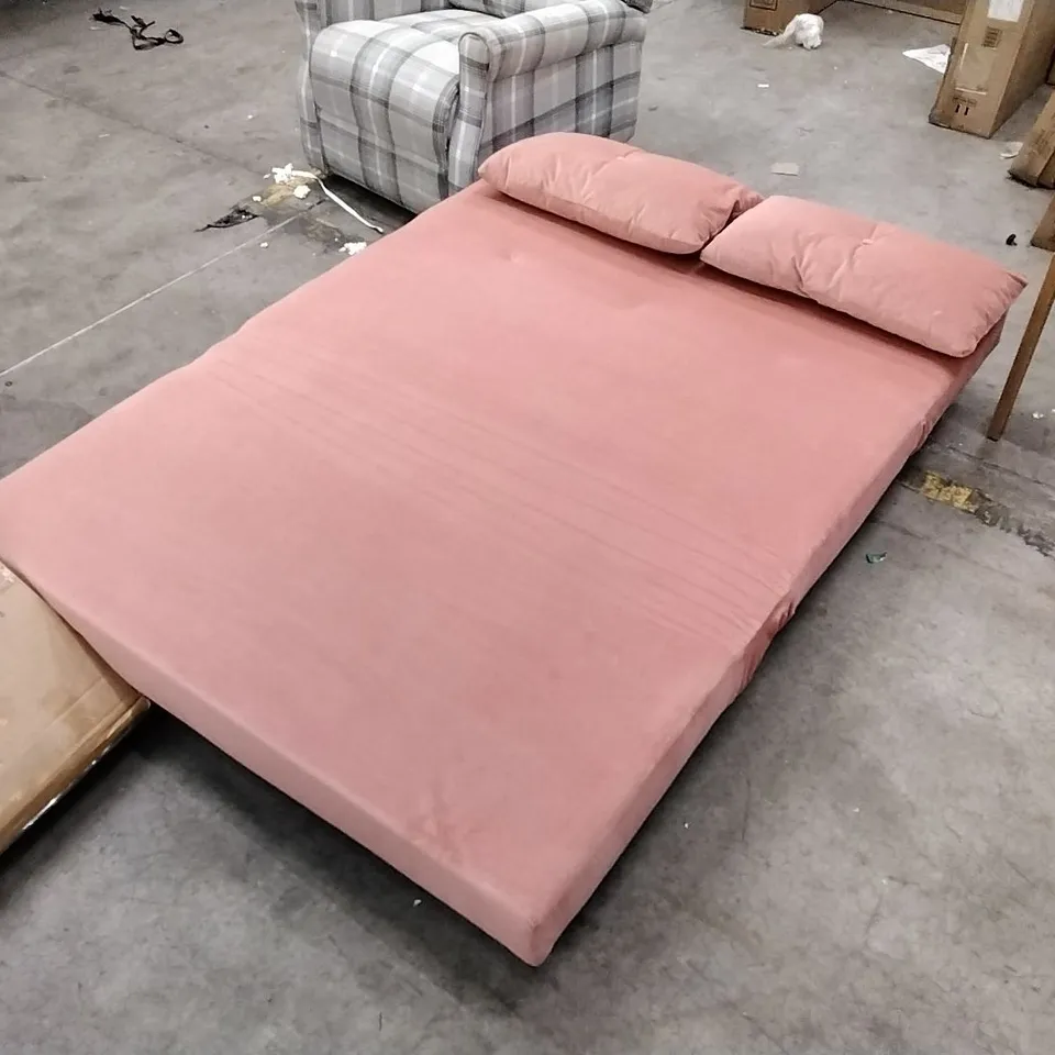 DESIGNER PINK VELVET SOFA BED