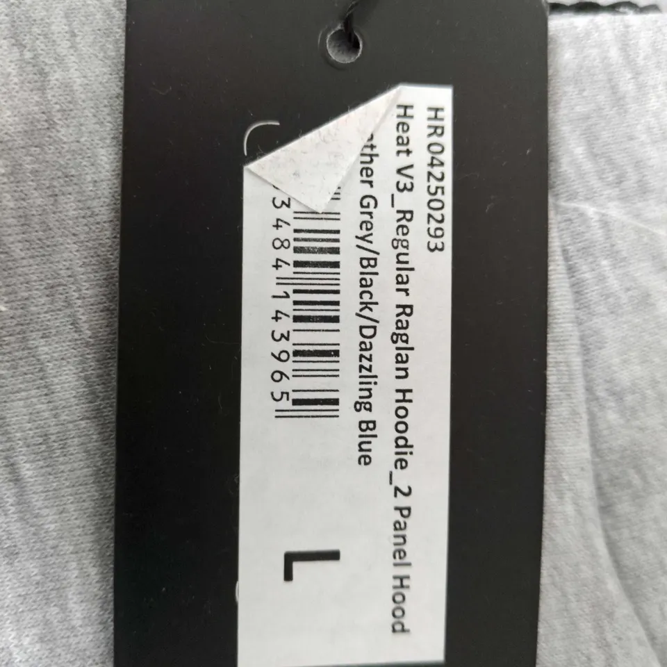 HOODRICH GREY HOODIE WITH LARGE BLACK LOGO – SIZE L 