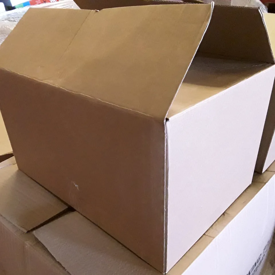 BOX OF ASSORTED ELECTRONIC PRODUCTS INCLUDING HEADPHONES, KEYBOARD, LANDLINE PHONE, UNIVERSAL REMOTE