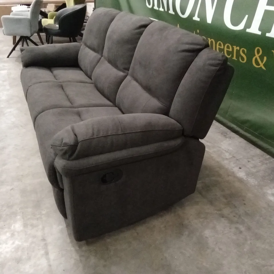 ALBION FABRIC 3 SEATER HIGH BACK MANUAL RECLINER SOFA - CHARCOAL RRP £749
