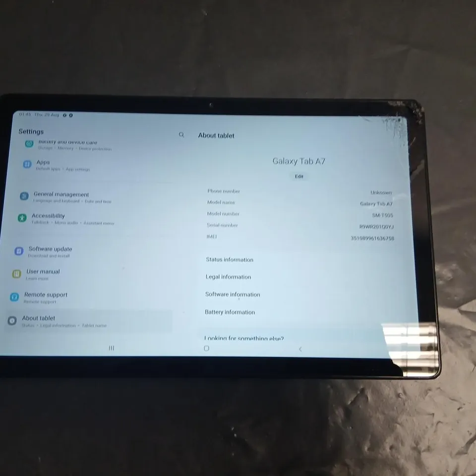 SAMSUNG GALAXY TAB A7 TABLET – SM-T505, 10.4IN DISPLAY, DARK GREY