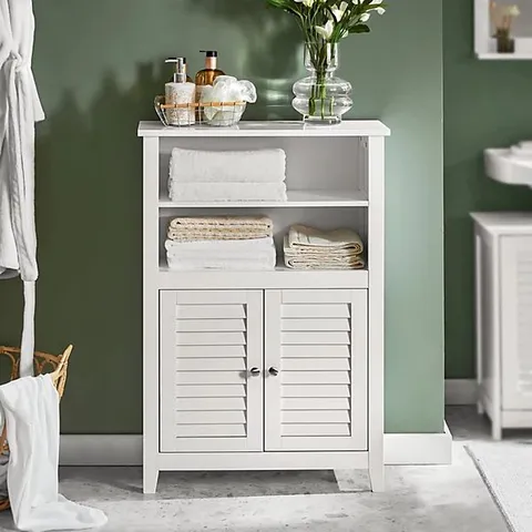 BOXED SOBUY BZR13-W, BATHROOM CABINET BATHROOM SHELF BATHROOM STORAGE CABINET UNIT, WHITE