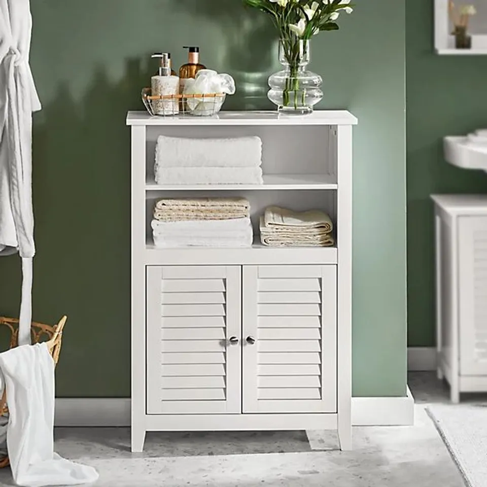 BOXED SOBUY BZR13-W, BATHROOM CABINET BATHROOM SHELF BATHROOM STORAGE CABINET UNIT, WHITE