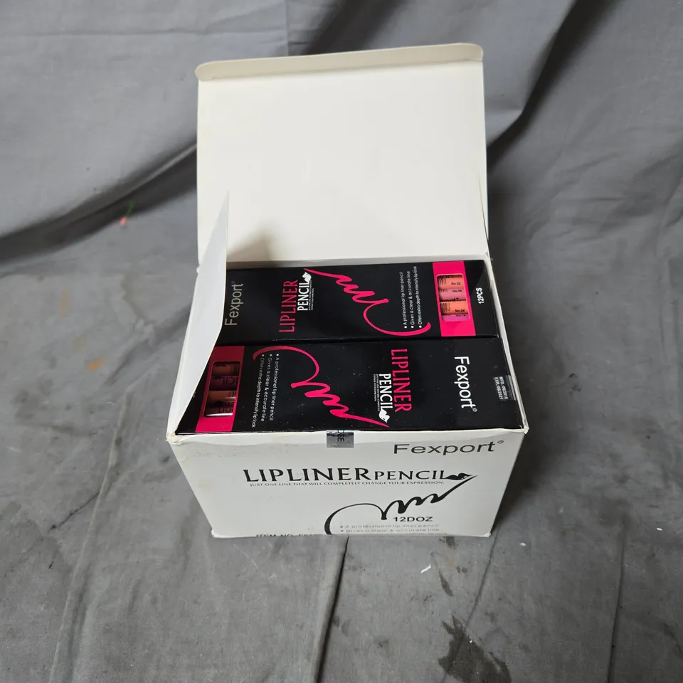 BOXED FEXPORT LIPLINER PENCIL SET – 12-PIECE ASSORTED LIP LINERS - STOCK PASSED USE BY DATE - DAMAGED BOX