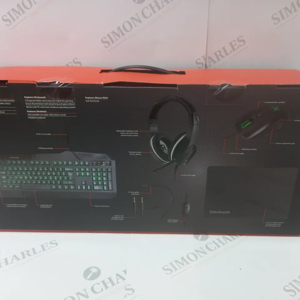 BRAND NEW BOXED BLACKWEB 4 IN 1 GAMING KIT INCLUDING KEYBOARD, MOUSE AND HEADSET