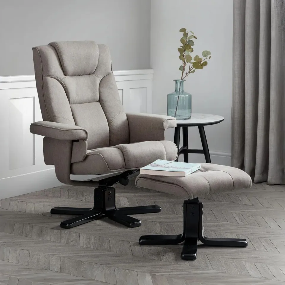 BOXED GUILLOT SWIVEL RECLINER WITH FOOTSTOOL -GREY-
