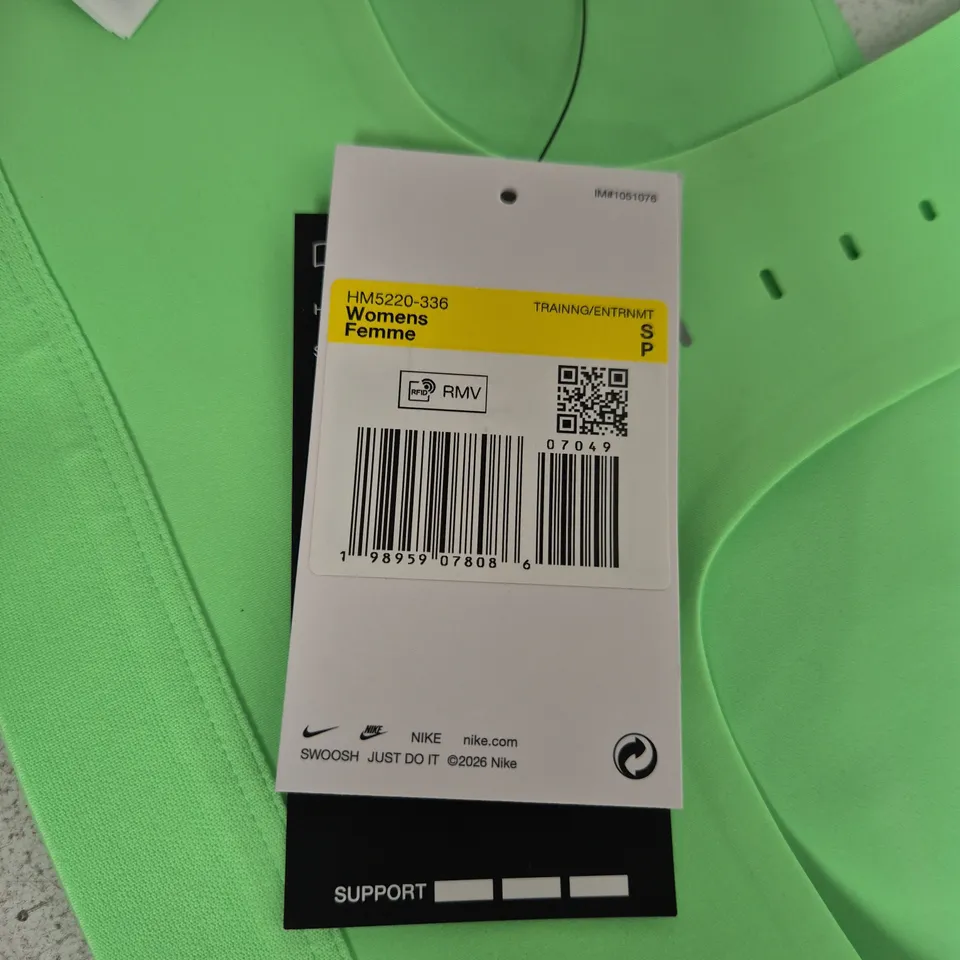 NIKE WOMEN'S TRAINING SPORTS BRA – NEON GREEN, SIZE S