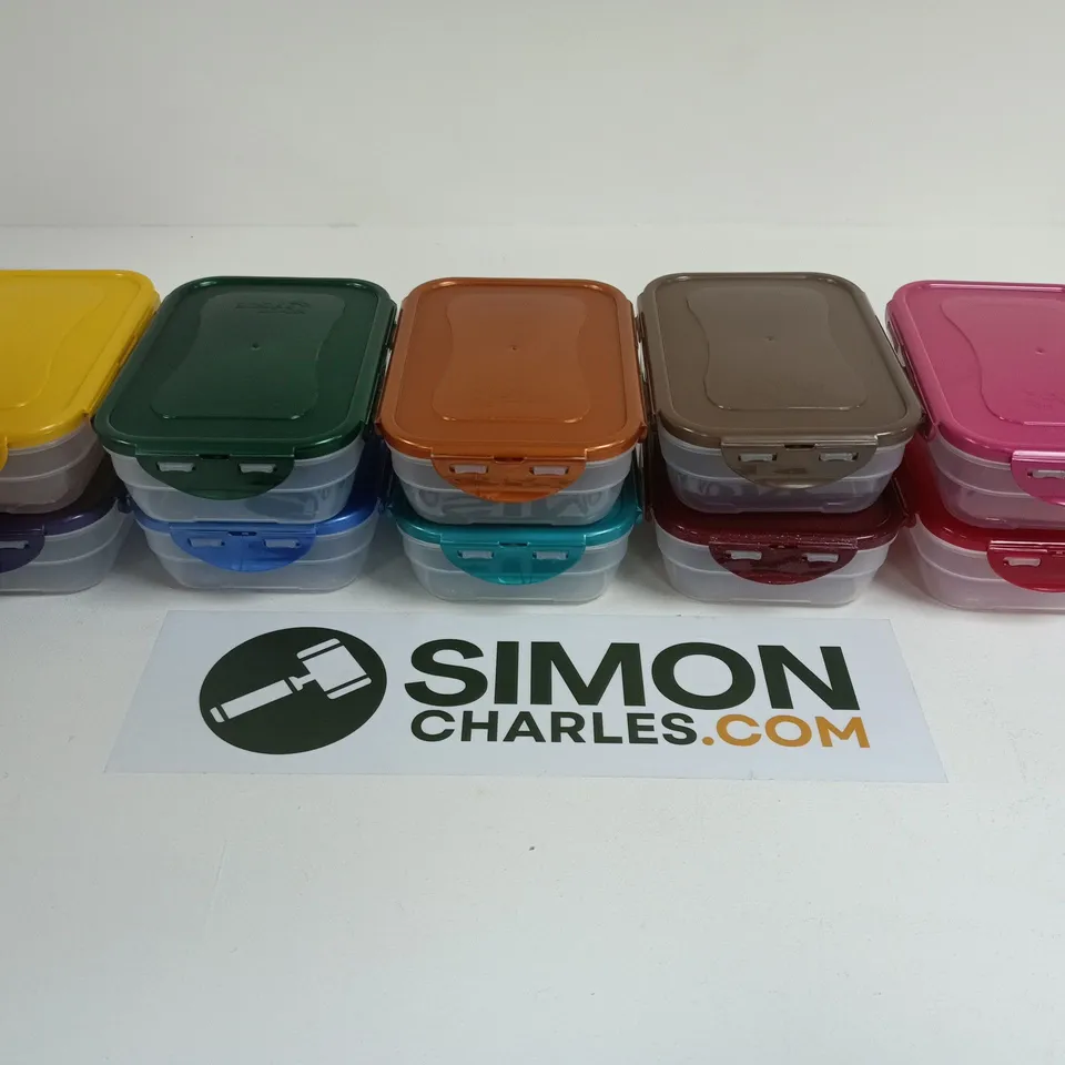 LOCK & LOCK SET OF 10 MULTI COLOUR NESTING RECTANGLE CONTAINERS