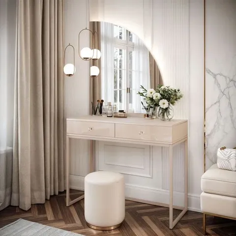 BOXED DRESSING TABLE WITH MIRROR AND LIGHTING - CASHMERE (4 BOXES)