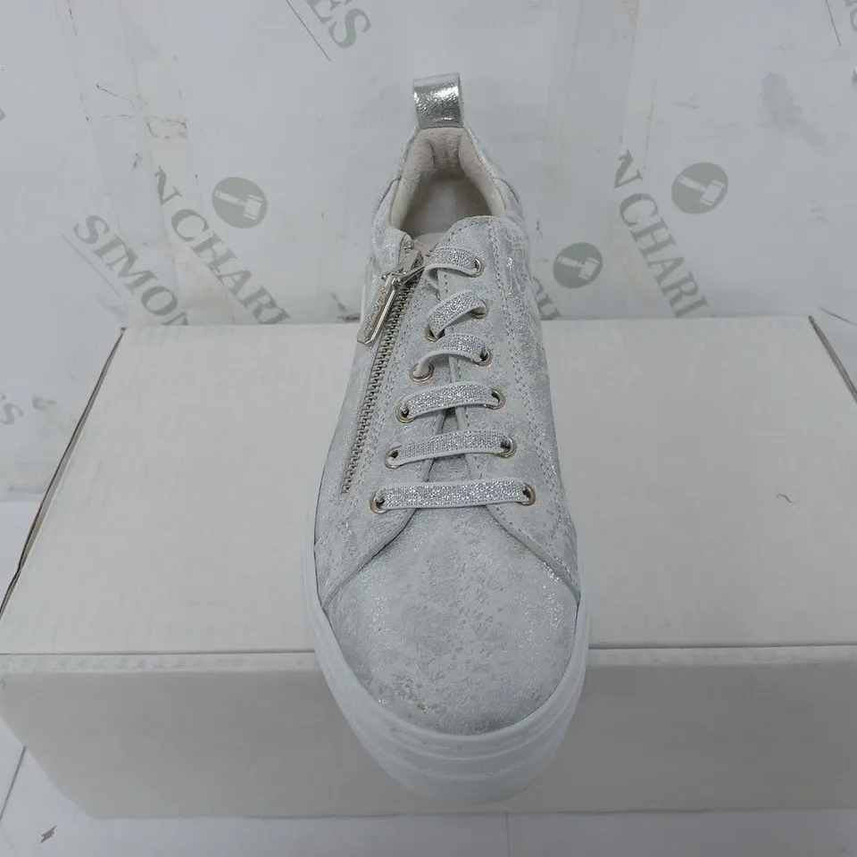 RUTH LANGSFORDZIP TRAINERS IN SILVER - SIZE 38