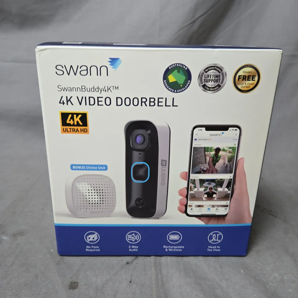 SWANN 4K WIRELESS VIDEO DOORBELL & CHIME SPEAKER UNIT