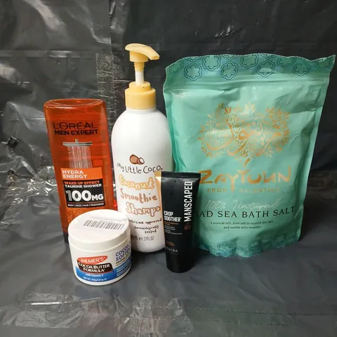 APPROXIMATEY 20 ASSORTED HEALTH AND BEAUTY PRODUCTS TO INCLUDE DEAD SEA BATH SALTS, MANSCAPED CROP SOOTHER AND LITTLE COCO SHAMPOO