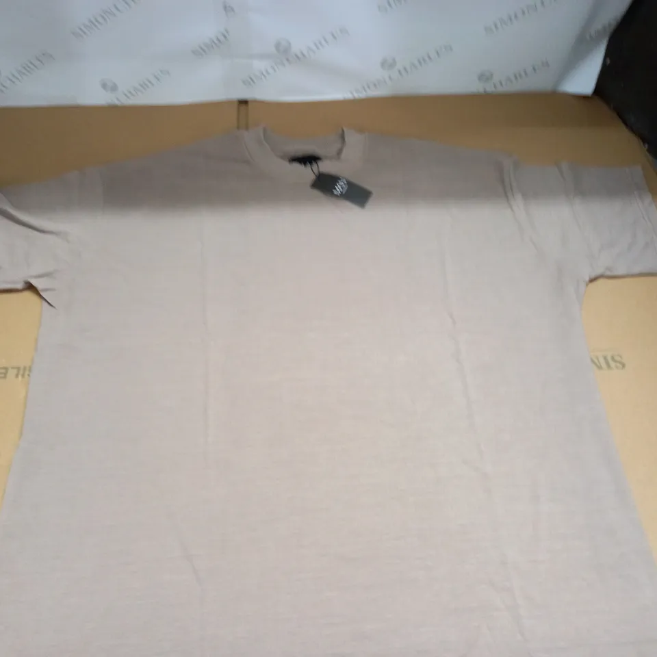 BOOHOO MAN TAUPE T-SHIRT - M