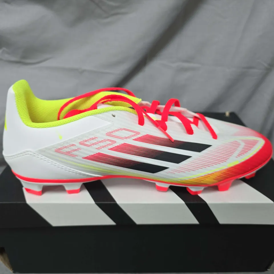 BOXED PAIR OF ADIDAS F50 CLUB FG BOOTS IN WHITE MULTI - UK 10