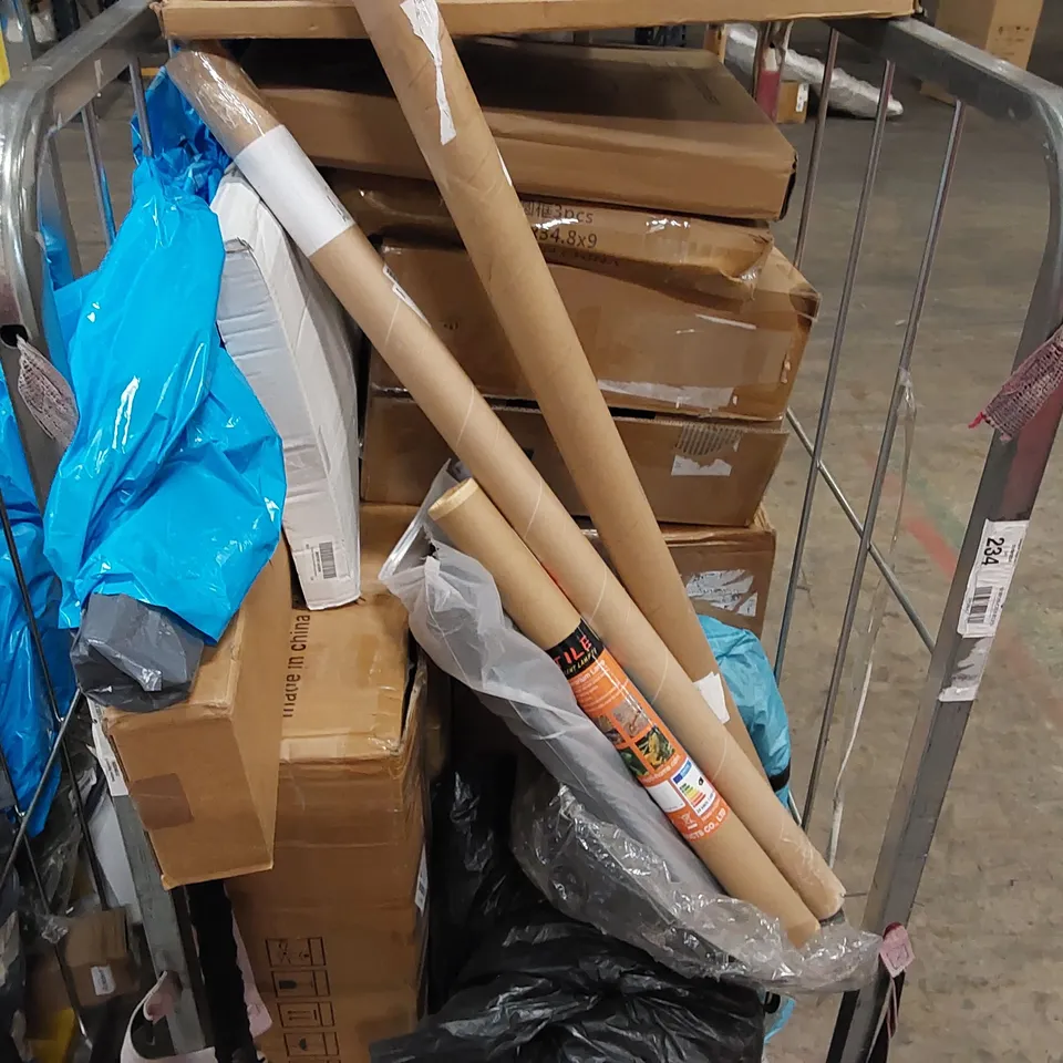 3 CAGES OF ASSORTED CONSUMER PRODUCTS TO INCLUDE; TABLE FAN, FOLDING IRON, CAST IRON CHICKEN ROASTER, CARBON STEEL WOK PAN, TOILET SEAT ECT (CAGES NOT INCLUDED)