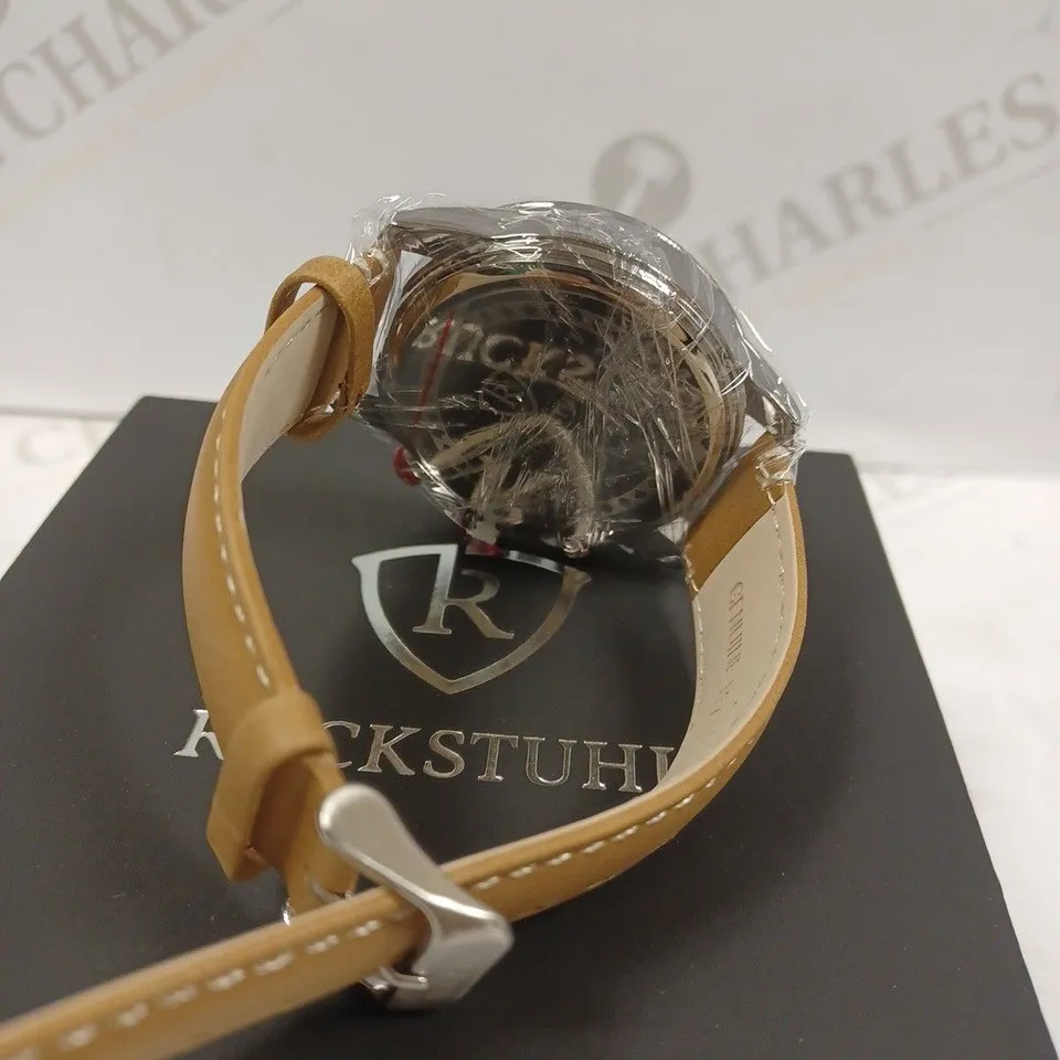 RUCKSTUHL AUTOMATIC BROWN LEATHER STRAP WRISTWATCH