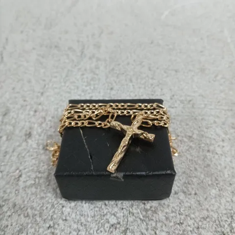 GOLD-TONE CRUCIFIX NECKLACE ON CHAIN 