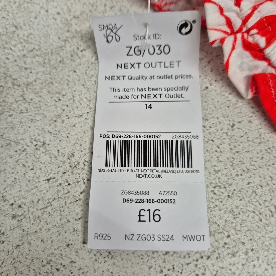 NEXT OUTLET WOMEN'S RED FLORAL PRINT GARMENT – UK SIZE 14