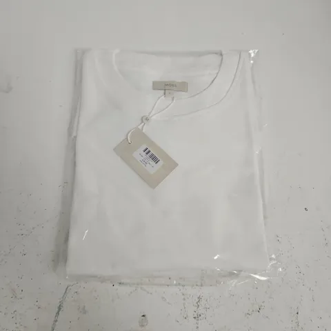 BAGGED MOSS WHITE CREW NECK T-SHIRT - S