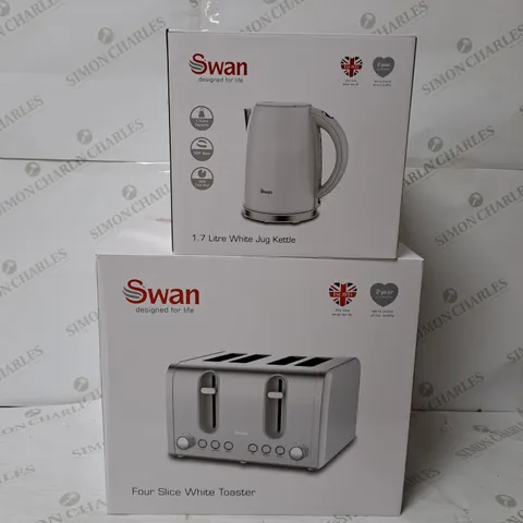 BOXED SWAN KETTLE & TOASTER 4-SLICE TWIN PACK - WHITE