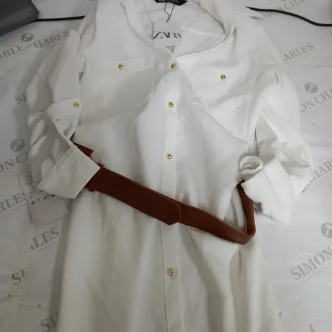 ZARA WHITE LONG SHIRT DRESS - EUR MEDIUM