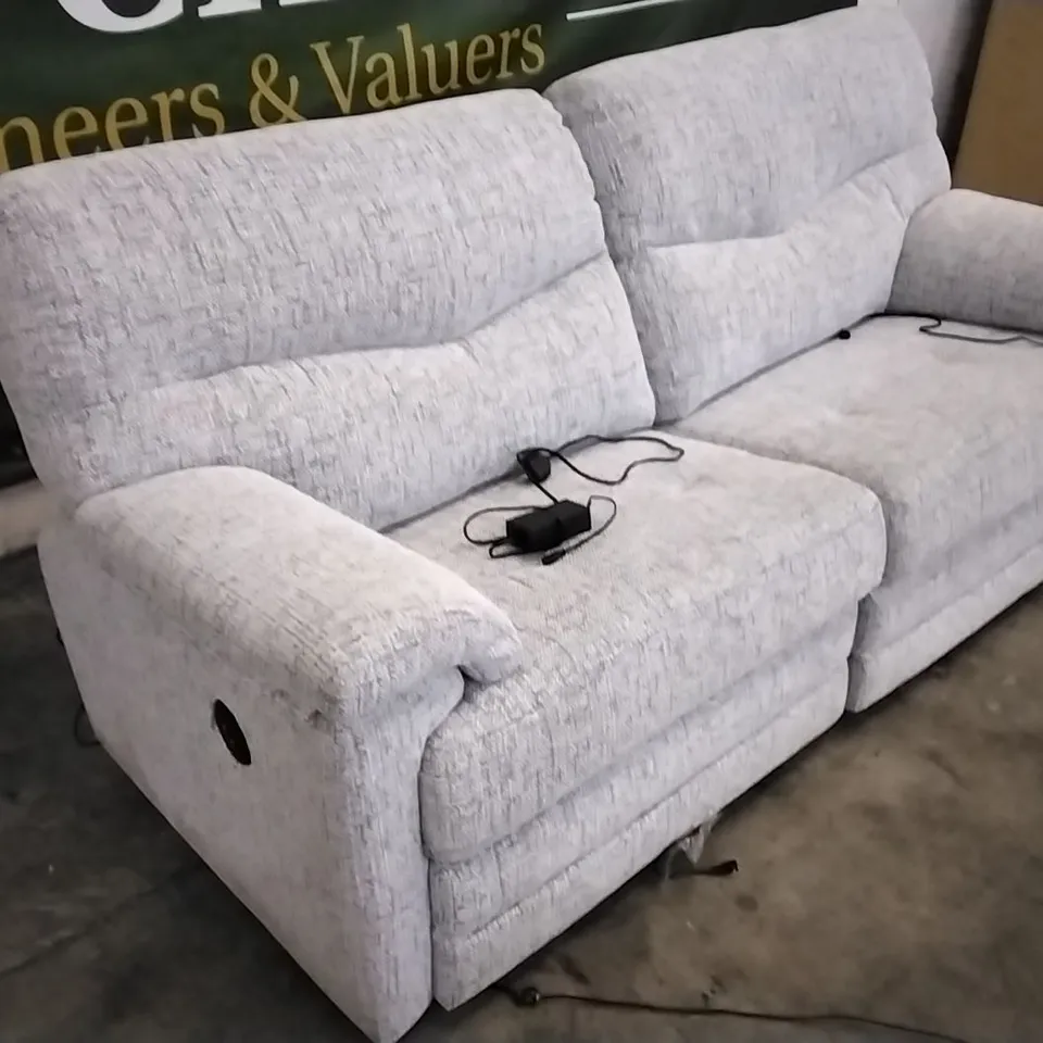 QUALITY BRITISH DESIGNED & MANUFACTURED G PLAN STRATFORD 3 SEATER POWER RECLINER SOFA HARBOUR SLATE FABRIC