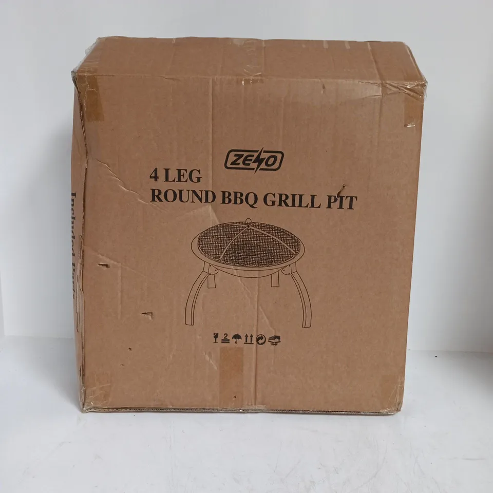 BOXED ZEKO 4-LEG ROUND BBQ GRILL PIT