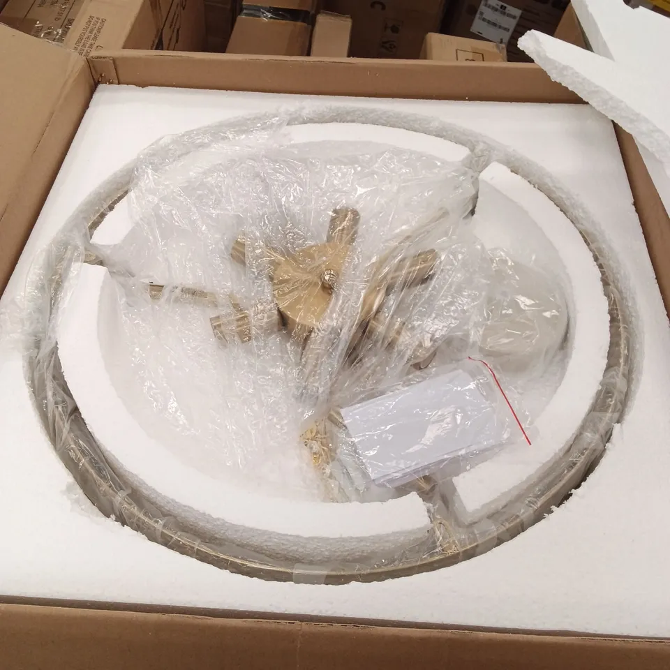 BOXED 6 LIGHT GLAM CRYSTAL CEILING LIGHT - GOLD (1 BOX)