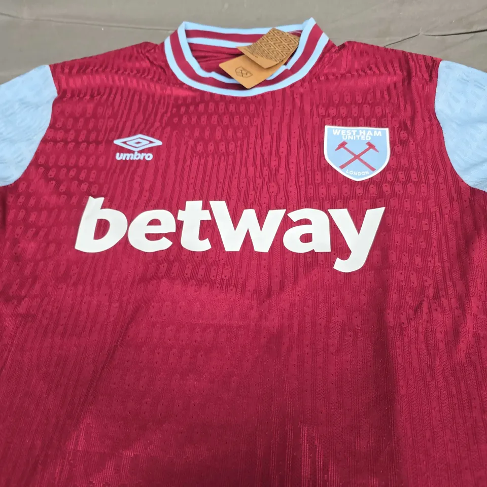 WEST HAM UNITED HOME JERSEY - BOWEN 20 - SIZE 2XL