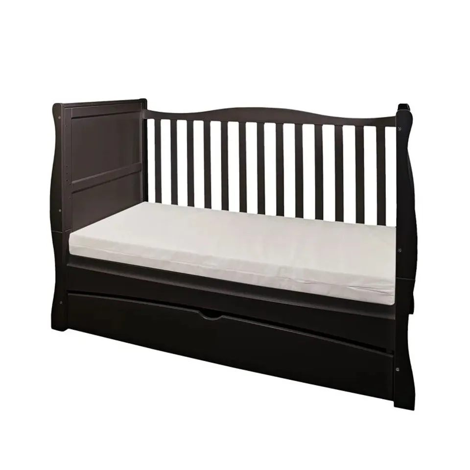 BOXED GILBERT BLACK COT BED WITH MATTRESS 140×70×10CM (2 BOXES)